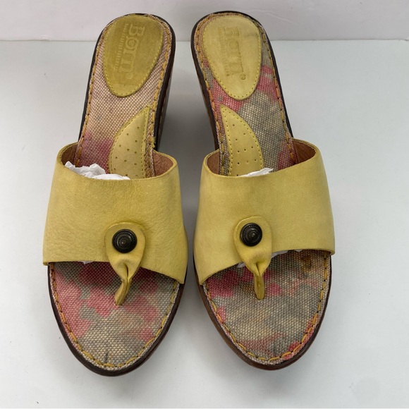 Born‎ Miko Yellow Wood Wedge Open-Toe Sandal - Picture 6 of 14